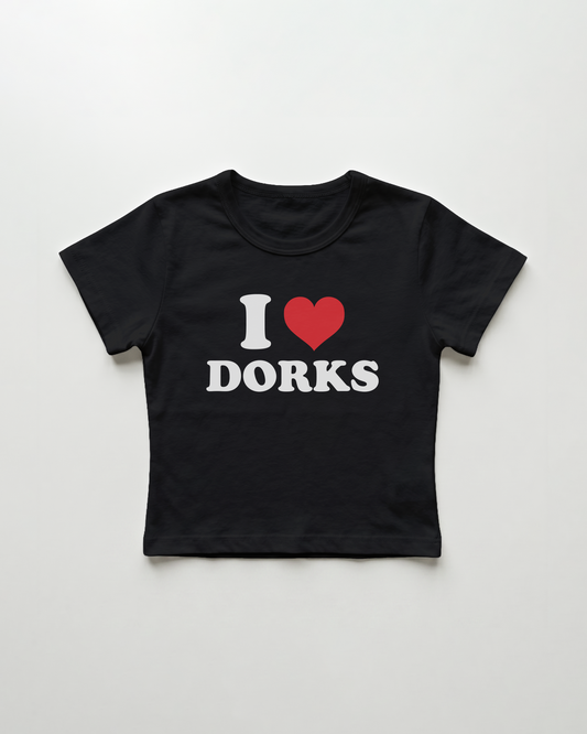 I love dorks cropped Baby Tee Schwarz | Lolita Sinz