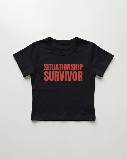 situationship survivor cropped Baby Tee