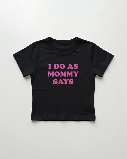I do as mommy says cropped Baby Tee Schwarz | Lolita Sinz