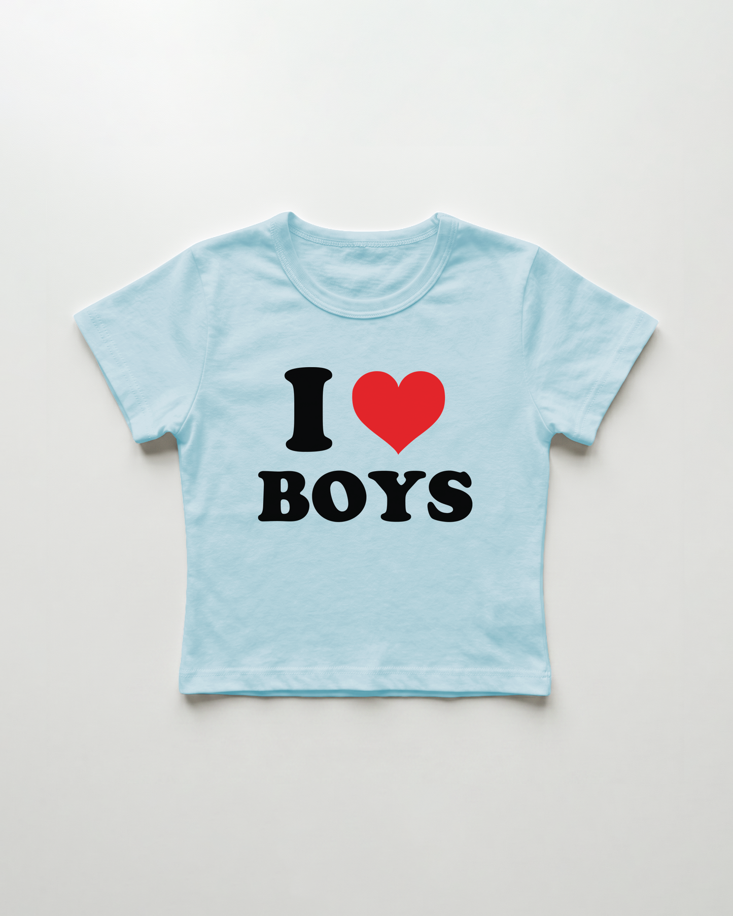 I love boys cropped Baby Tee Blue | Lolita Sinz
