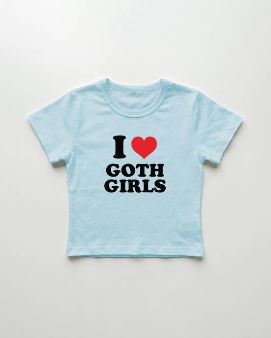 I love goth girls cropped Baby Tee Blue | Lolita Sinz