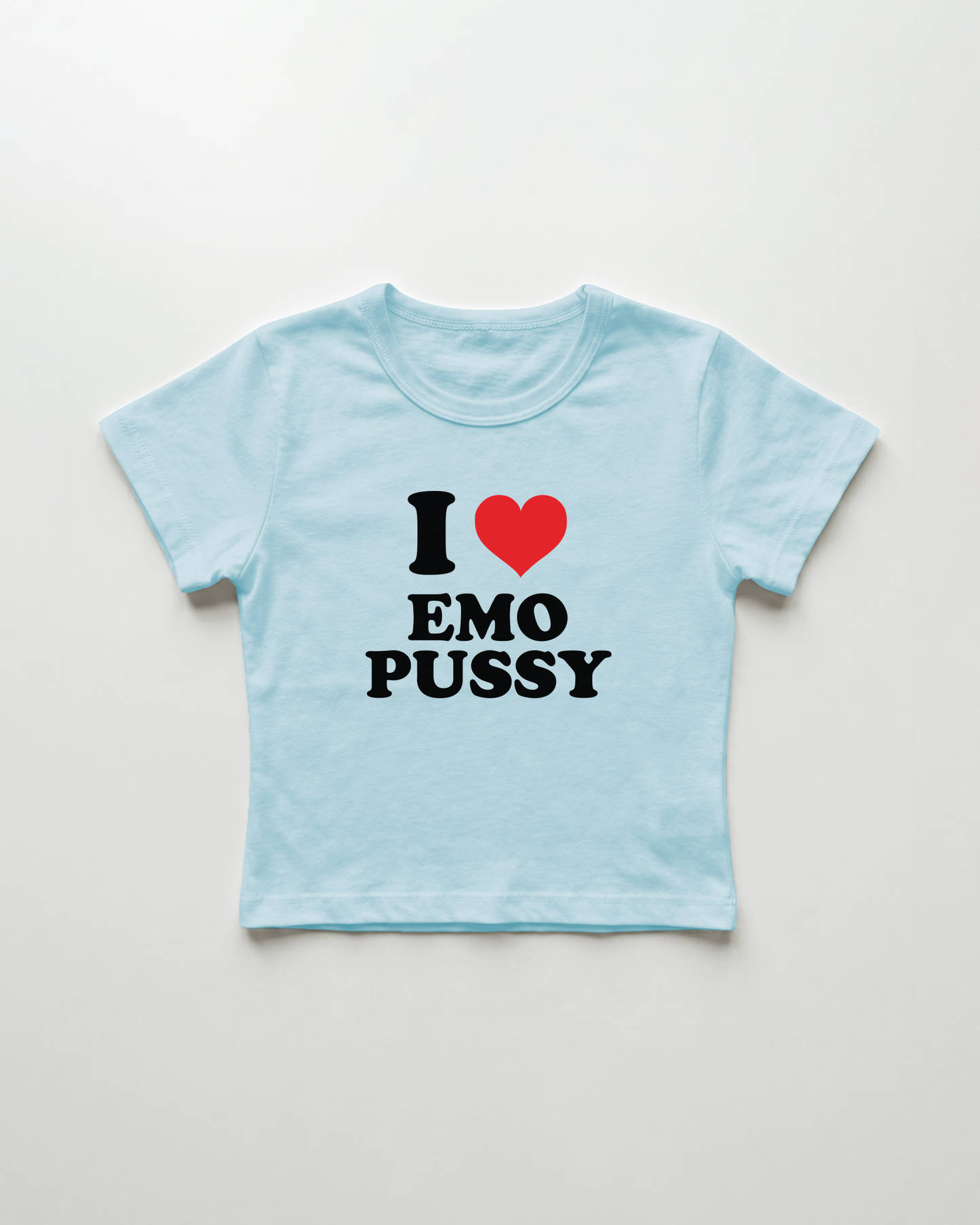 I love emo pussy cropped Baby Tee Blue | Lolita Sinz