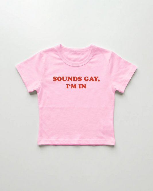 sounds gay I'm in cropped Baby Tee Pink | Lolita Sinz