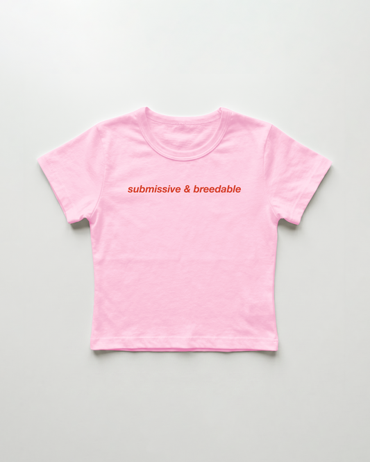 submissive & breedable cropped Baby Tee Pink | Lolita Sinz