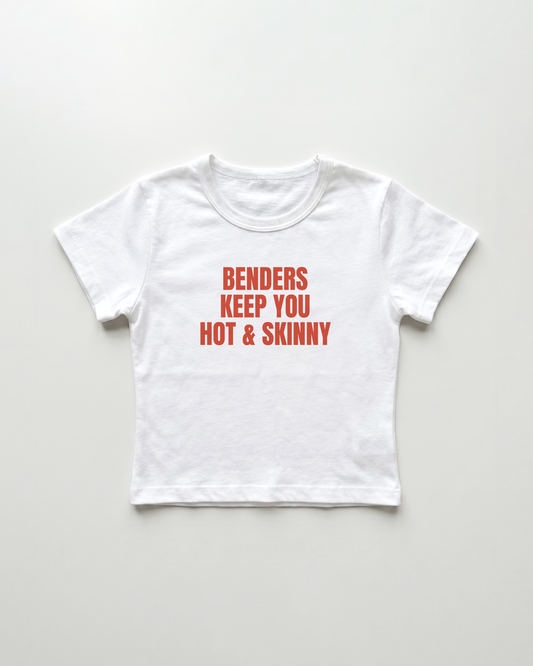 benders keep you hot and skinny cropped Baby Tee Weiss | Lolita Sinz