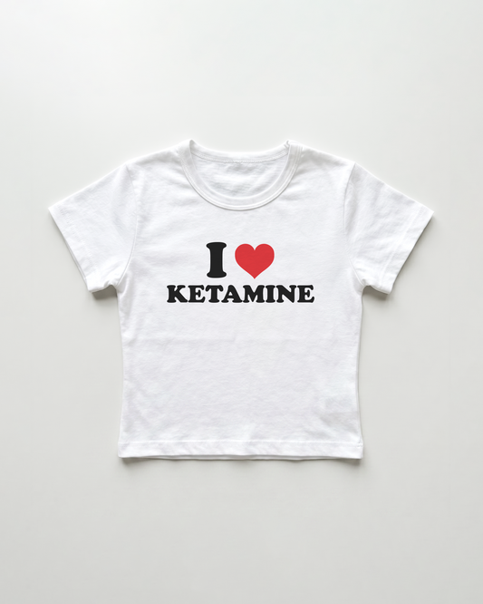I love ketamine cropped Baby Tee Weiss | Lolita Sinz