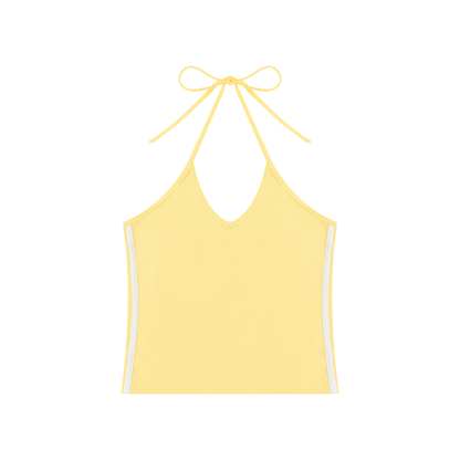 Women's Color Block Halter Crop Tank Top