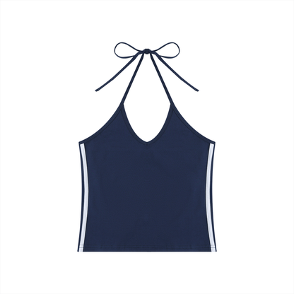 Women's Color Block Halter Crop Tank Top