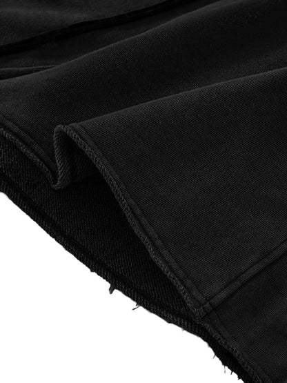 Snow Washed Raw Edge Drawstring Shorts