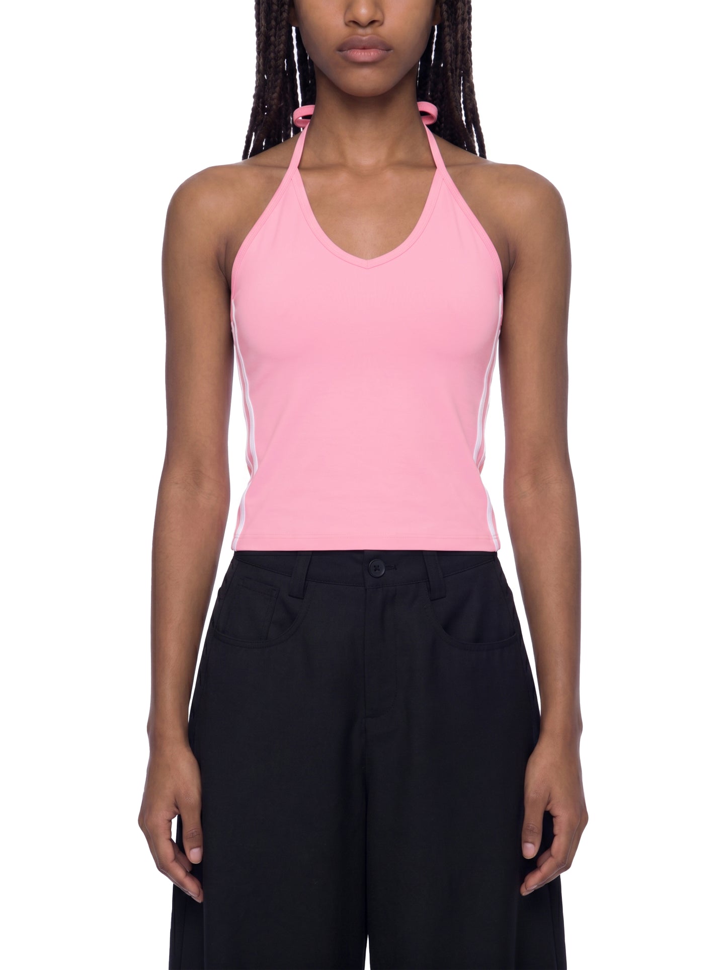 Women's Color Block Halter Crop Tank Top