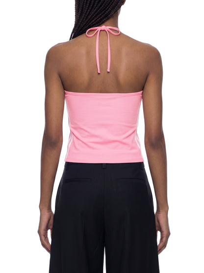 Women's Color Block Halter Crop Tank Top