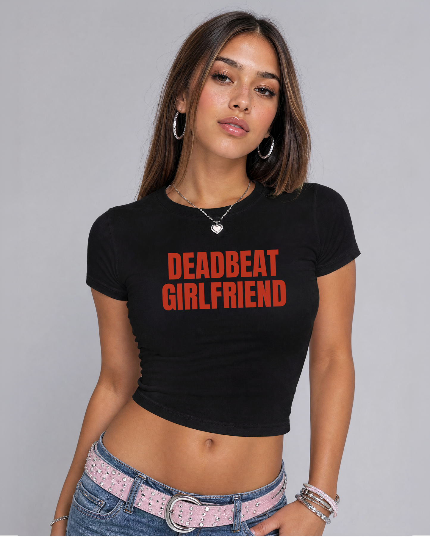 deadbeat girlfriend cropped Baby Tee