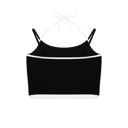 Contrast Binding Halter Tank Top