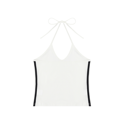Women's Color Block Halter Crop Tank Top
