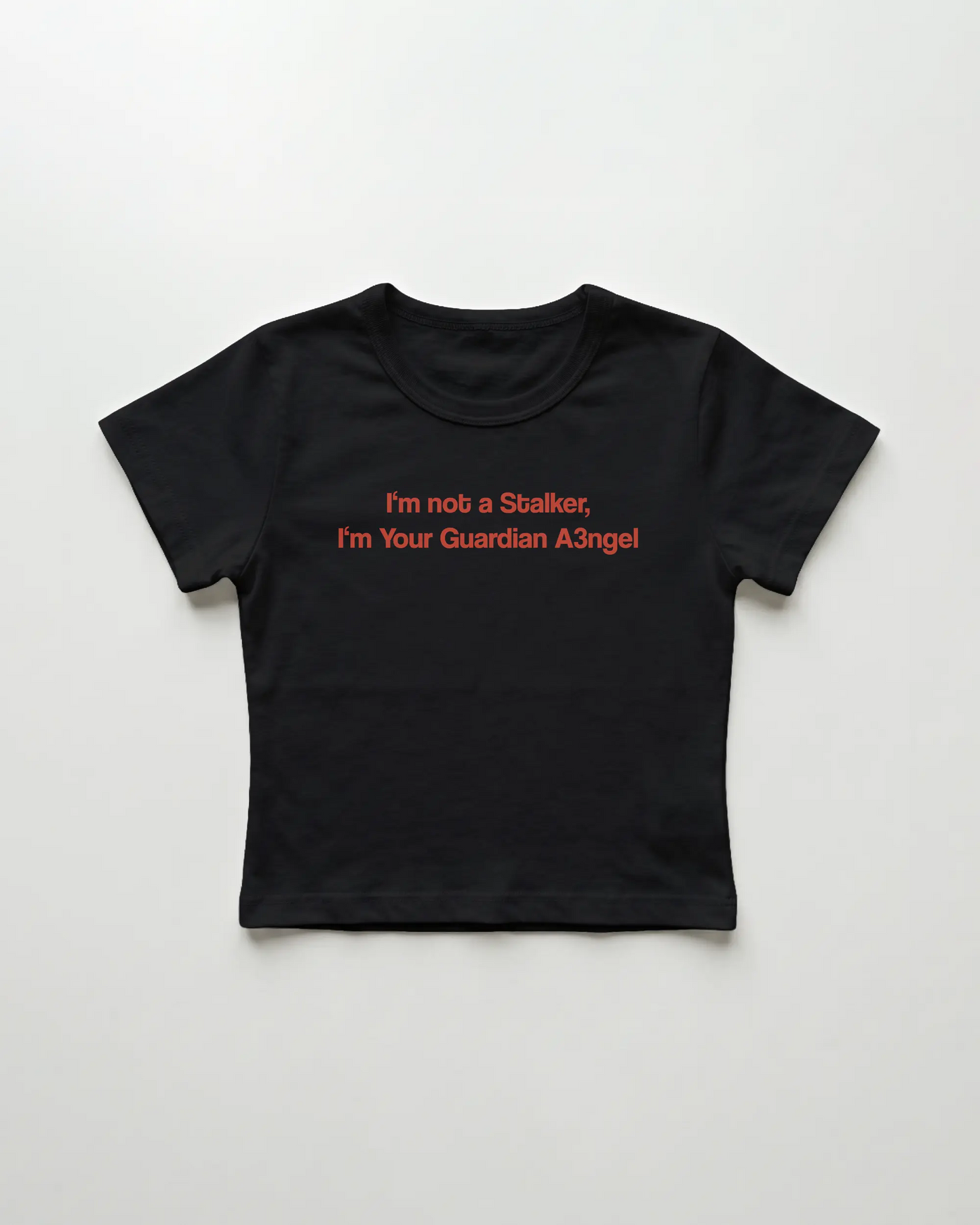 I'm not a Stalker I'm Your Guardian Angel cropped Baby Tee Schwarz | Lolita Sinz