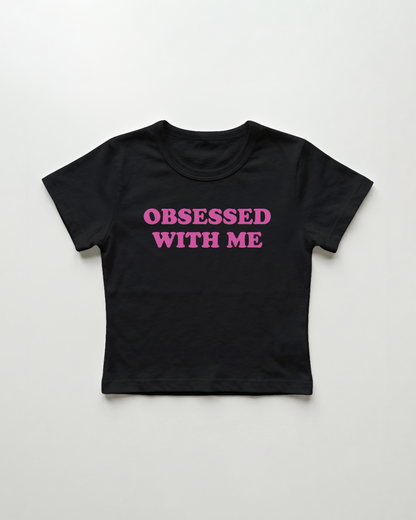 obsessed with me cropped Baby Tee Schwarz | Lolita Sinz
