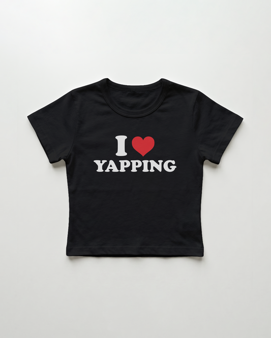 I love yapping cropped Baby Tee Schwarz | Lolita Sinz