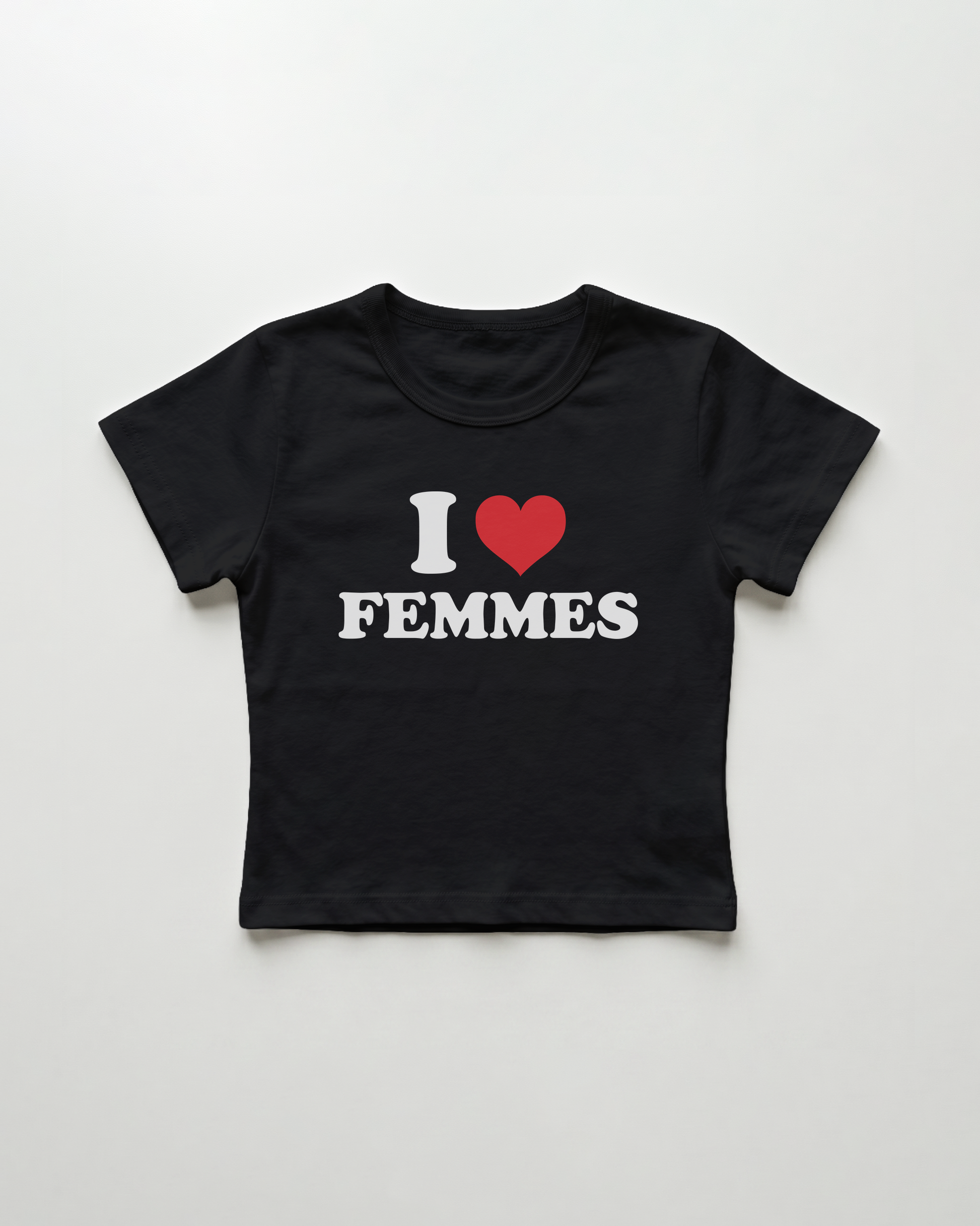 I love femmes cropped Baby Tee Schwarz | Lolita Sinz