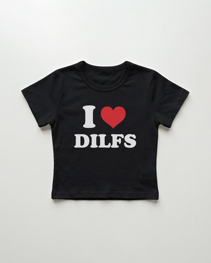 I love dilfs cropped Baby Tee Schwarz | Lolita Sinz