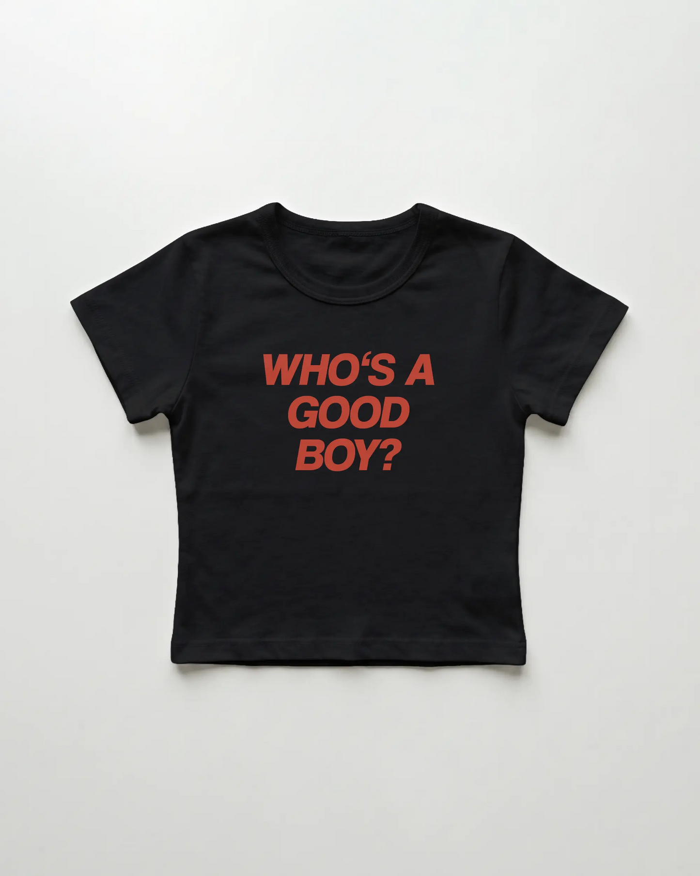 who's a good boy cropped Baby Tee Schwarz | Lolita Sinz
