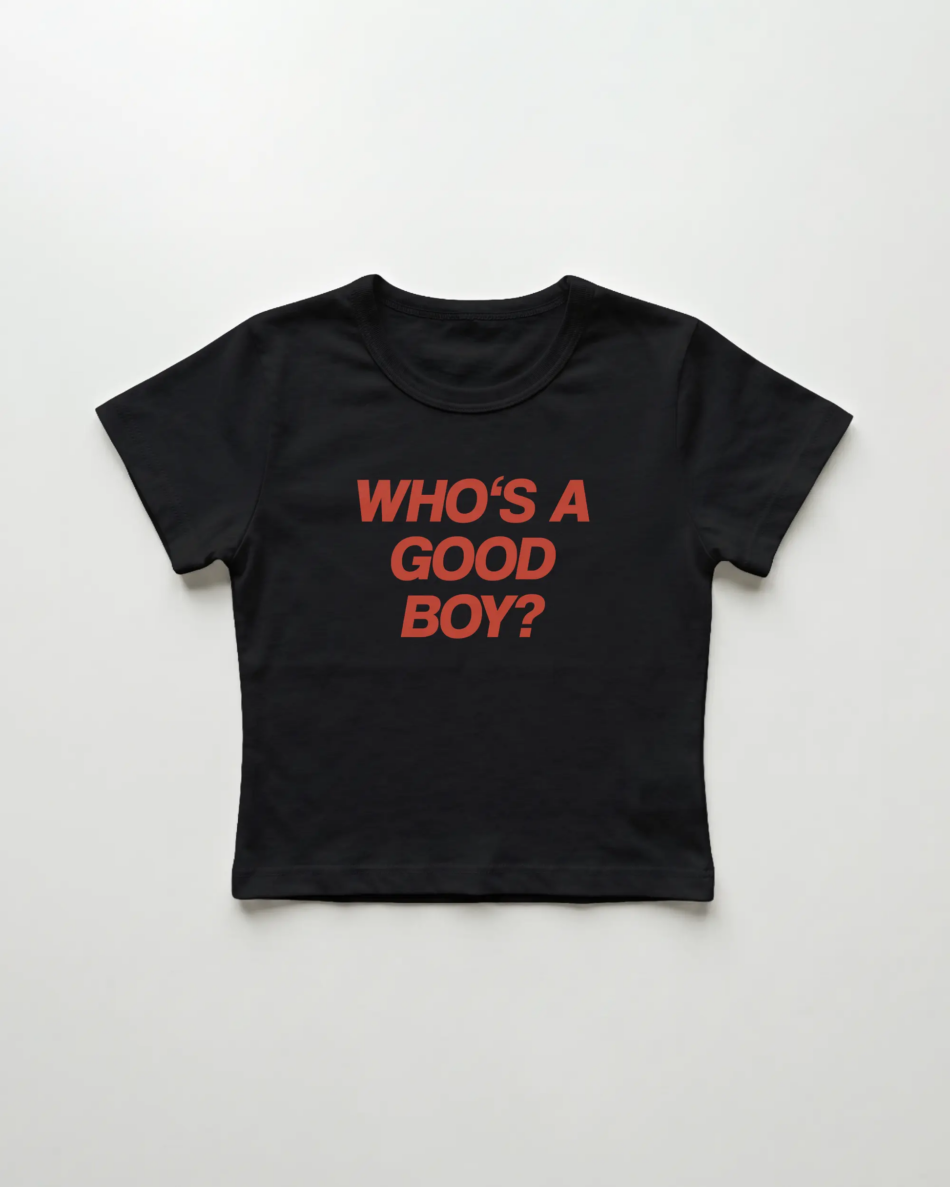 who's a good boy cropped Baby Tee Schwarz | Lolita Sinz