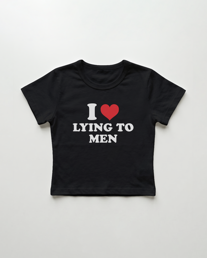 I love lying to men cropped Baby Tee Schwarz | Lolita Sinz