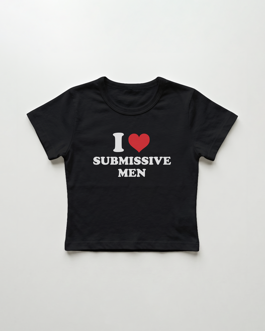 I love submissive men cropped Baby Tee Schwarz | Lolita Sinz