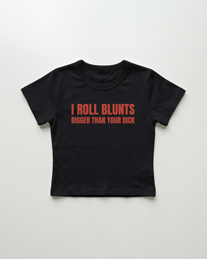 I roll blunts bigger than your dick cropped Baby Tee Schwarz | Lolita Sinz