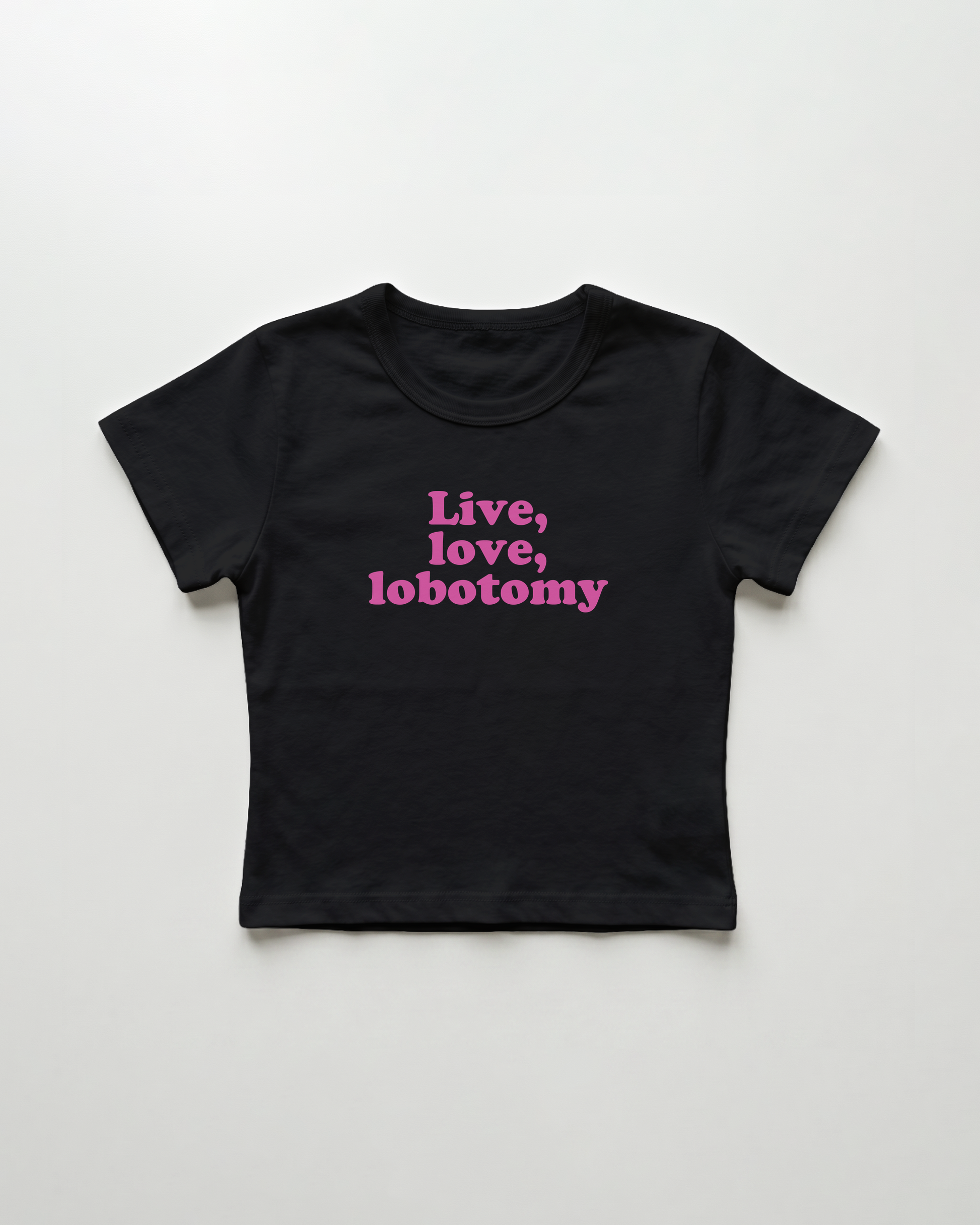 live, love, lobotomy cropped Baby Tee Schwarz | Lolita Sinz