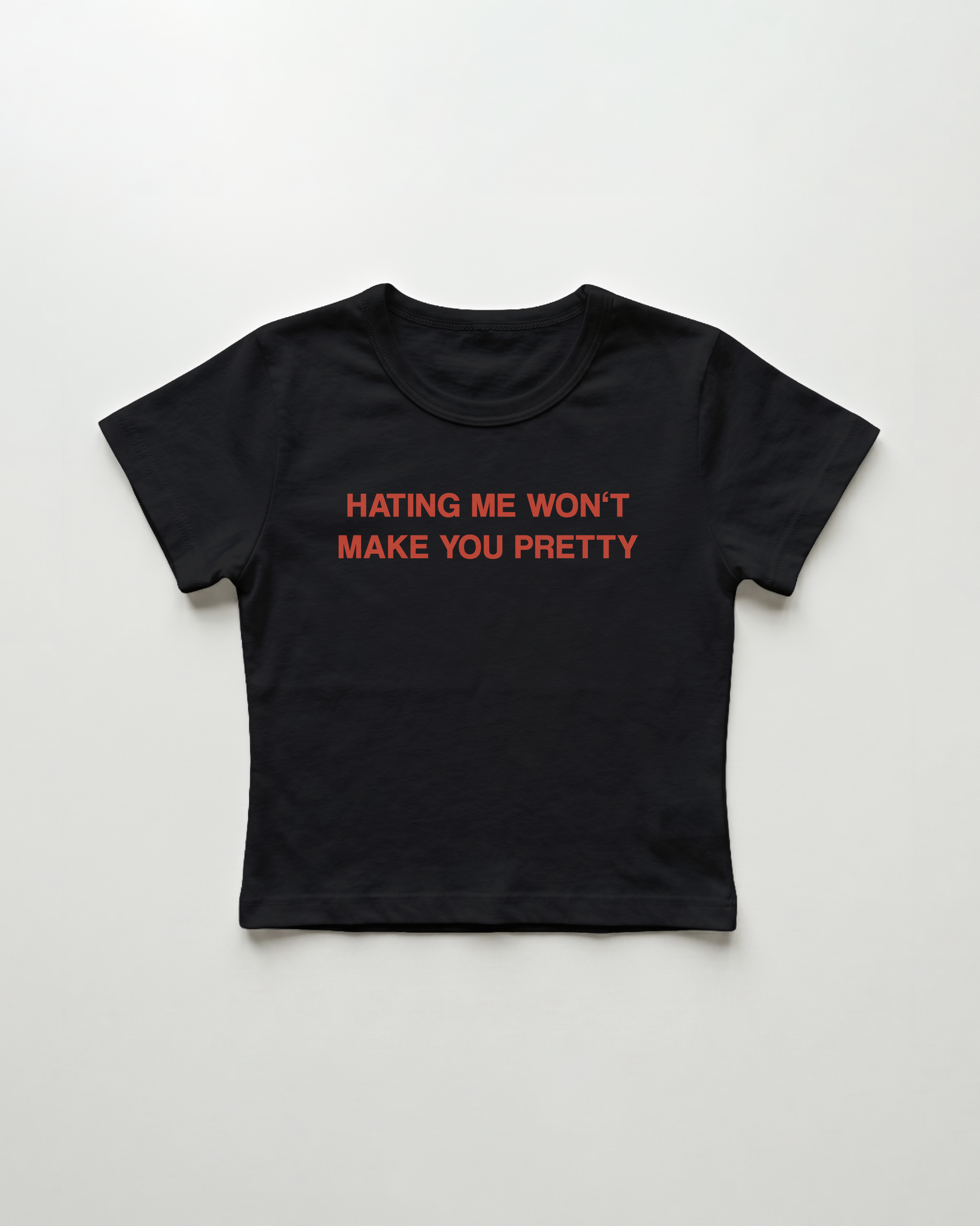 hating me won't make you pretty cropped Baby Tee Schwarz | Lolita Sinz