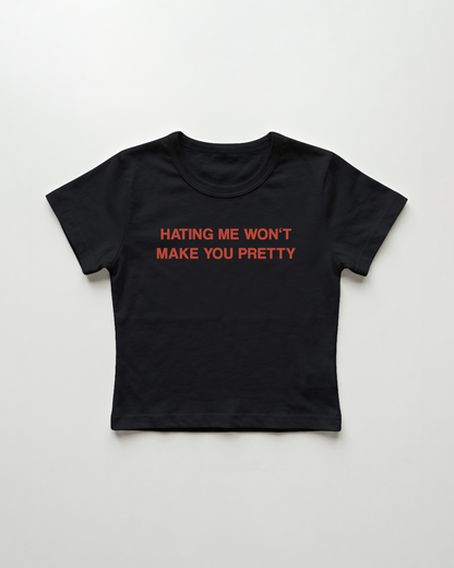 hating me won't make you pretty cropped Baby Tee Schwarz | Lolita Sinz