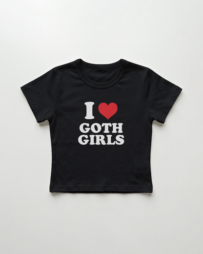 I love goth girls cropped Baby Tee Schwarz | Lolita Sinz