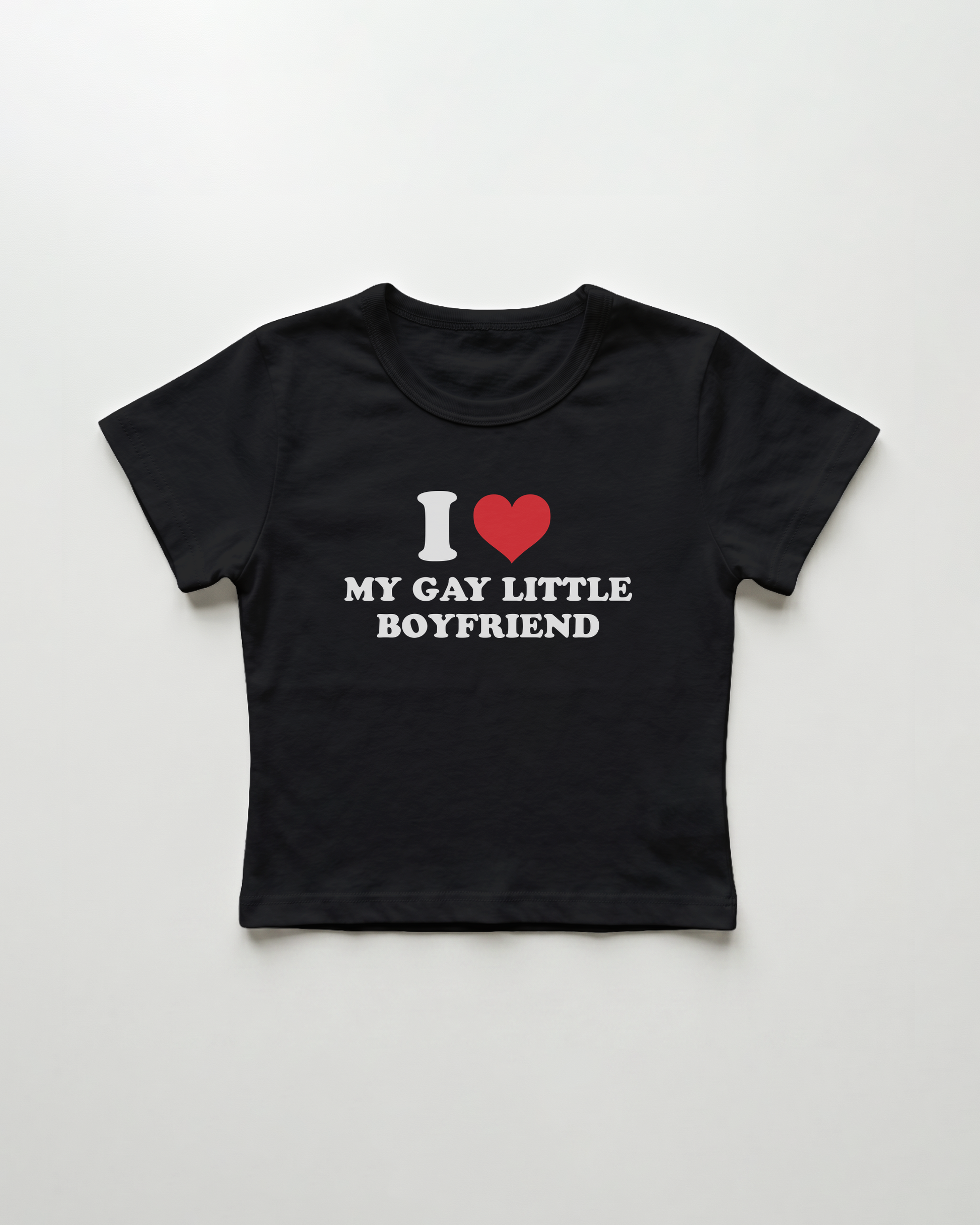 I love my gay little boyfriend cropped Baby Tee Schwarz | Lolita Sinz