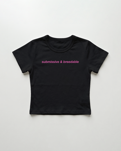 submissive & breedable cropped Baby Tee Schwarz | Lolita Sinz