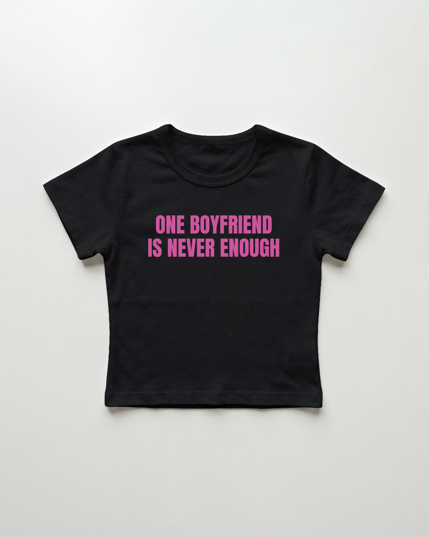 one boyfriend is never enough cropped Baby Tee Schwarz | Lolita Sinz