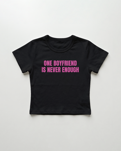 one boyfriend is never enough cropped Baby Tee Schwarz | Lolita Sinz