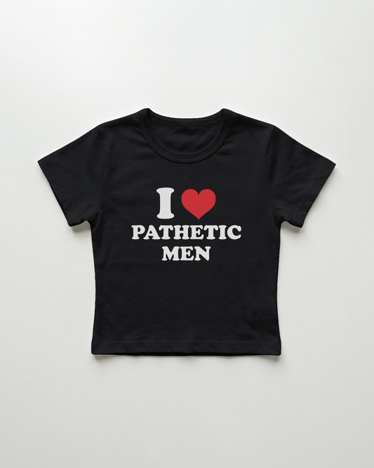I love pathetic men cropped Baby Tee Schwarz | Lolita Sinz
