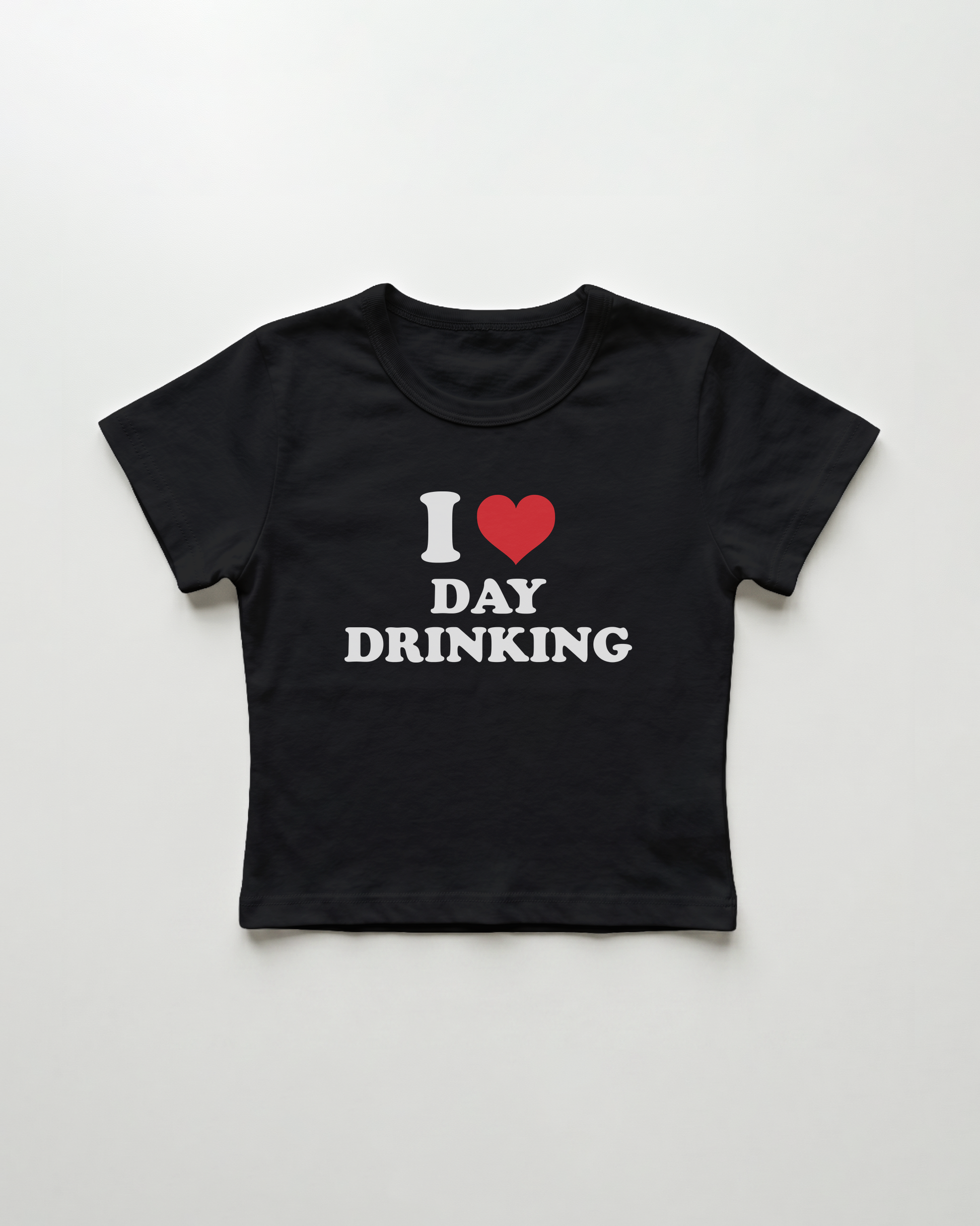 I love day drinking cropped Baby Tee Schwarz | Lolita Sinz