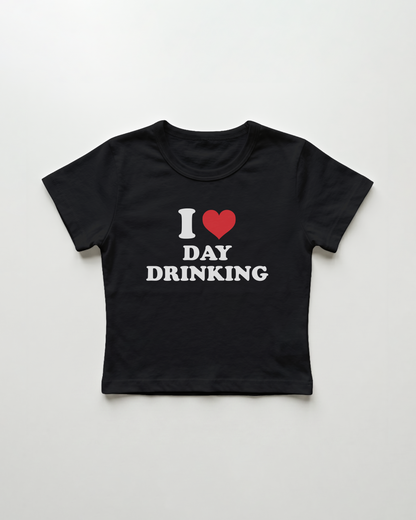 I love day drinking cropped Baby Tee Schwarz | Lolita Sinz