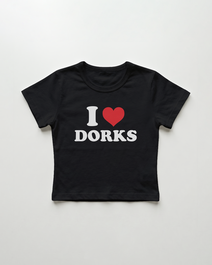 I love dorks cropped Baby Tee Schwarz | Lolita Sinz