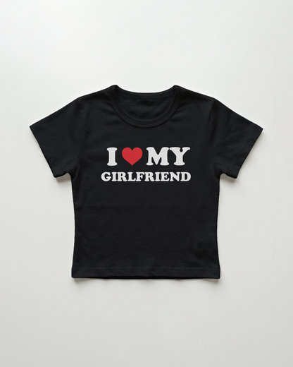 I love my girlfriend cropped Baby Tee Schwarz | Lolita Sinz