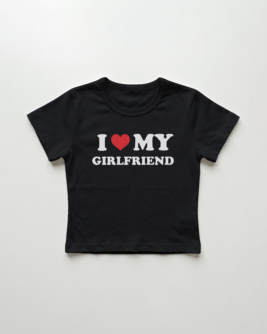 I love my girlfriend cropped Baby Tee Schwarz | Lolita Sinz