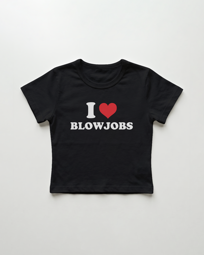I love blowjobs cropped Baby Tee Schwarz | Lolita Sinz