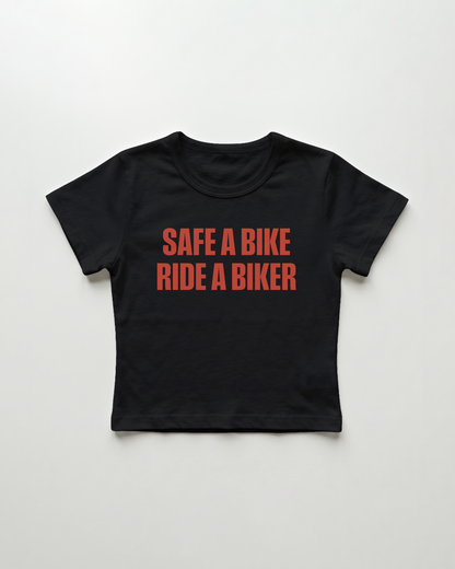 safe a bike ride a biker cropped Baby Tee