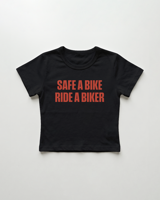 safe a bike ride a biker cropped Baby Tee