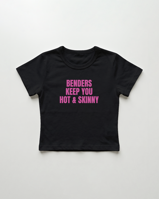 benders keep you hot and skinny cropped Baby Tee Schwarz | Lolita Sinz