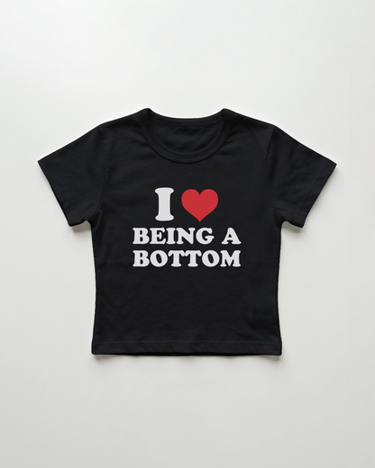 I love being a bottom cropped Baby Tee Schwarz | Lolita Sinz
