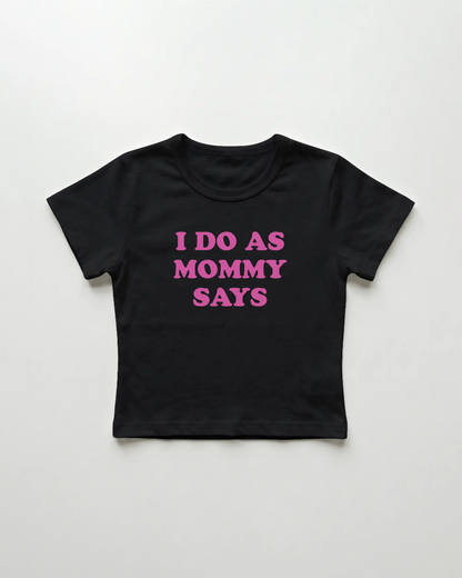 I do as mommy says cropped Baby Tee Schwarz | Lolita Sinz
