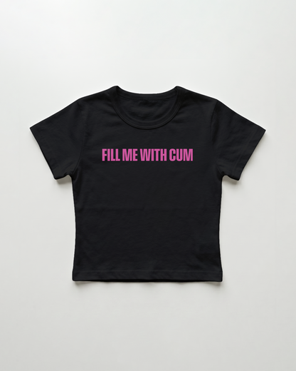 fill me with cum cropped Baby Tee Schwarz | Lolita Sinz