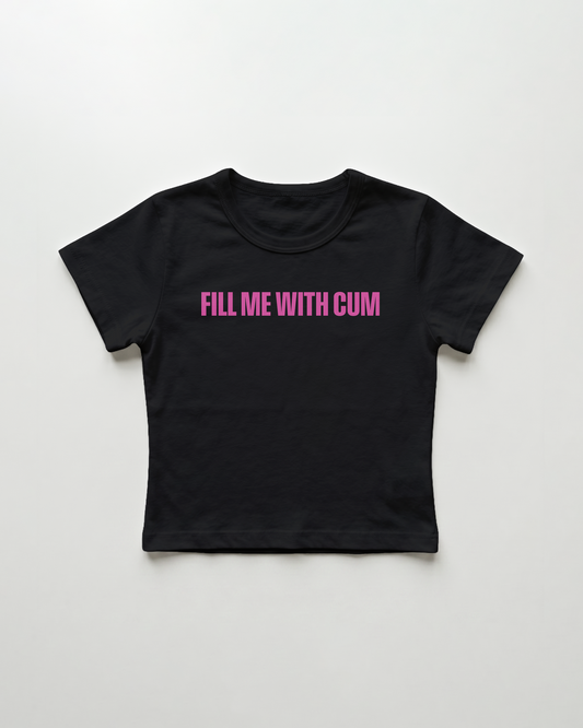 fill me with cum cropped Baby Tee Schwarz | Lolita Sinz